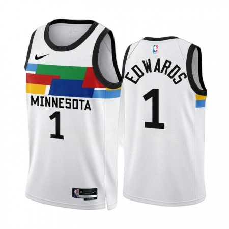 Dres Minnesota Timberwolves Anthony Edwards 1 Nike 2022-23 City Edition Bijela Swingman